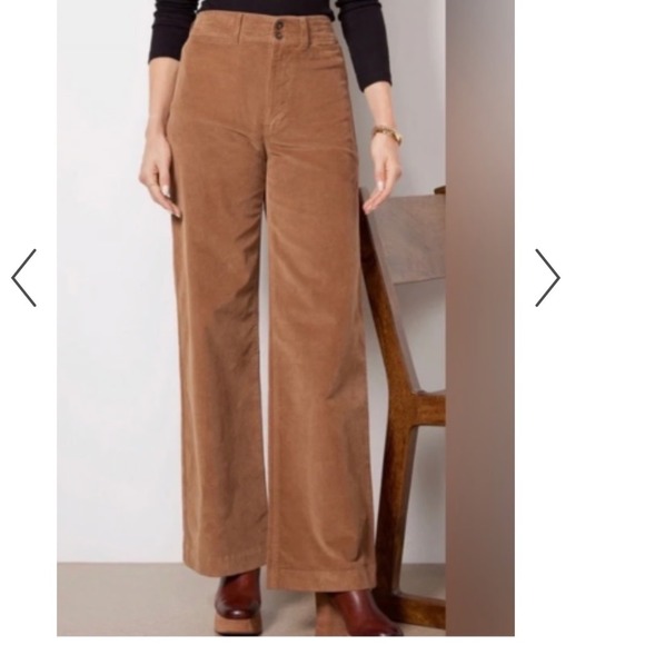 Faherty Pants - Faherty Womens Wide Leg Corduroy Pants‎ Oak Brown High Rise Size 29